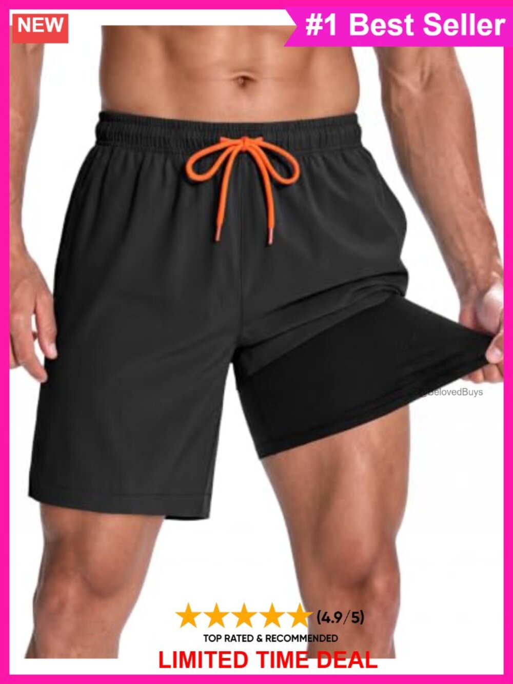 Men's Swim Trunks with Compression Liner 7 Inch Quick Dry Bathing Suit